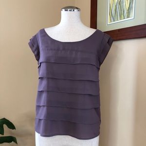 AEO Women’s Sheer Plum Cap Sleeve Blouse Size S/P